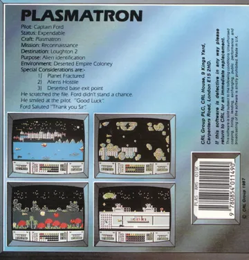Plasmatron (UK) (1988) box cover back